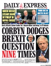 Daily Express (UK) Newspaper Front Page for 20 November 2019