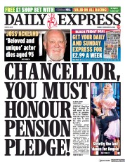 Daily Express front page for 20 November 2023