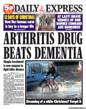 Daily Express (UK) Newspaper Front Page for 20 December 2012
