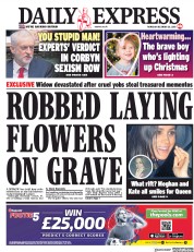 Daily Express (UK) Newspaper Front Page for 20 December 2018