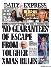 Daily Express (UK) Newspaper Front Page for 20 December 2021