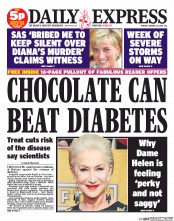 Daily Express (UK) Newspaper Front Page for 20 January 2014