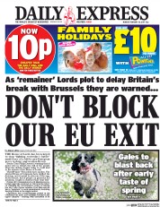 Daily Express (UK) Newspaper Front Page for 20 February 2017