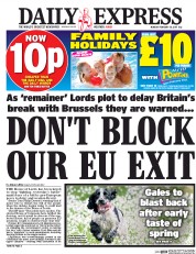 Daily Express (UK) Newspaper Front Page for 20 February 2017