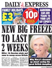 Daily Express (UK) Newspaper Front Page for 20 February 2018
