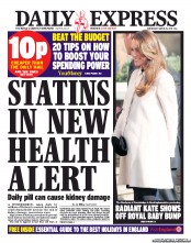 Daily Express Newspaper Front Page (UK) for 20 March 2013