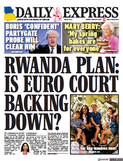 Daily Express Newspaper Front Page (UK) for 20 March 2023