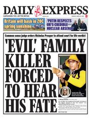 Daily Express front page for 20 March 2025
