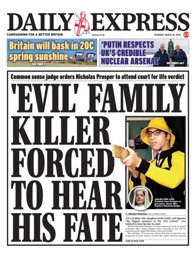 Daily Express Newspaper Front Page (UK) for 20 March 2025