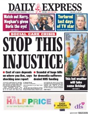 Daily Express (UK) Newspaper Front Page for 20 April 2018
