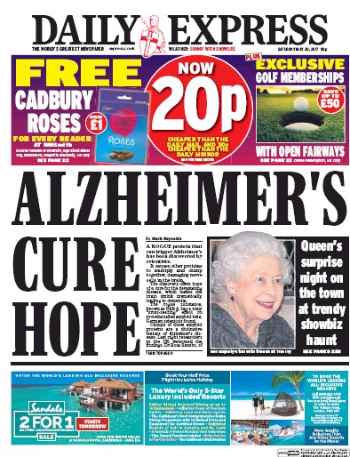 Daily Express Newspaper Front Page (UK) for 20 May 2017