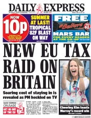 Daily Express (UK) Newspaper Front Page for 20 June 2016
