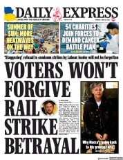 Daily Express (UK) Newspaper Front Page for 20 June 2022