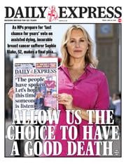 Daily Express front page for 20 June 2025
