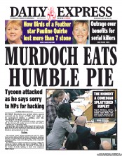 Daily Express (UK) Newspaper Front Page for 20 July 2011
