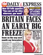 Daily Express (UK) Newspaper Front Page for 20 September 2011