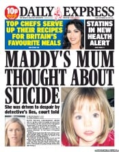 Daily Express (UK) Newspaper Front Page for 20 September 2013