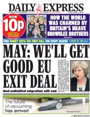 Daily Express (UK) Newspaper Front Page for 20 September 2016