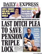 Daily Express (UK) Newspaper Front Page for 20 September 2021