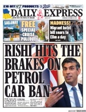 Daily Express front page for 20 September 2023
