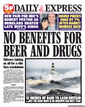 Daily Express (UK) Newspaper Front Page for 21 December 2012