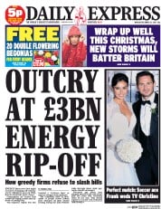 Daily Express (UK) Newspaper Front Page for 21 December 2015