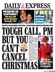 Daily Express (UK) Newspaper Front Page for 21 December 2021