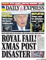 Daily Express (UK) Newspaper Front Page for 21 December 2022