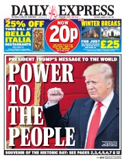 Daily Express (UK) Newspaper Front Page for 21 January 2017