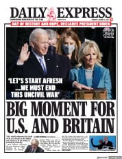 Daily Express (UK) Newspaper Front Page for 21 January 2021