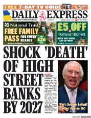 Daily Express (UK) Newspaper Front Page for 21 January 2023