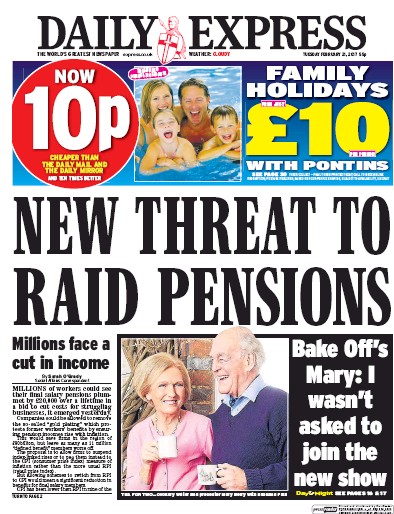 Daily Express Newspaper Front Page (UK) for 21 February 2017