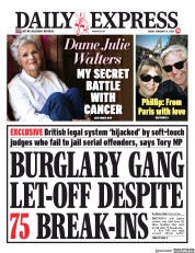 Daily Express (UK) Newspaper Front Page for 21 February 2020