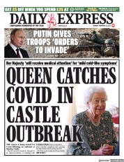 Daily Express (UK) Newspaper Front Page for 21 February 2022