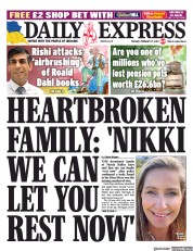 Daily Express (UK) Newspaper Front Page for 21 February 2023