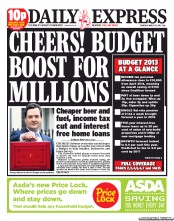 Daily Express Newspaper Front Page (UK) for 21 March 2013