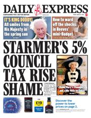 Daily Express front page for 21 March 2025