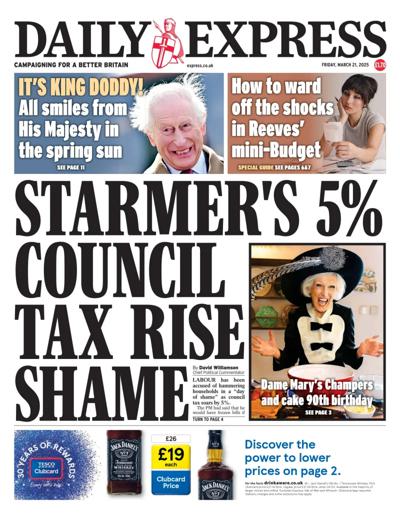Daily Express Newspaper Front Page (UK) for 21 March 2025