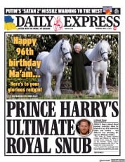 Daily Express (UK) Newspaper Front Page for 21 April 2022