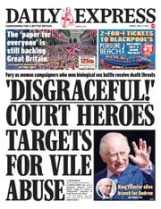 Daily Express front page for 21 April 2025