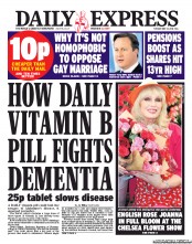 Daily Express Newspaper Front Page (UK) for 21 May 2013
