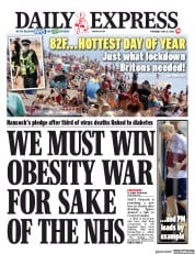 Daily Express (UK) Newspaper Front Page for 21 May 2020