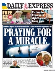 Daily Express (UK) Newspaper Front Page for 21 June 2023