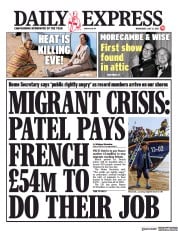 Daily Express (UK) Newspaper Front Page for 21 July 2021