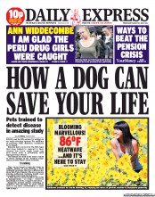 Daily Express (UK) Newspaper Front Page for 21 August 2013
