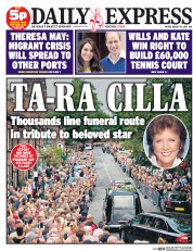 Daily Express (UK) Newspaper Front Page for 21 August 2015
