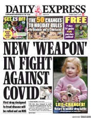Daily Express (UK) Newspaper Front Page for 21 August 2021