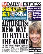 Daily Express (UK) Newspaper Front Page for 21 September 2012