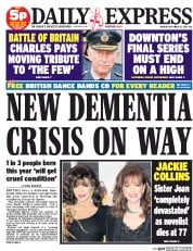 Daily Express (UK) Newspaper Front Page for 21 September 2015