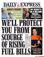 Daily Express (UK) Newspaper Front Page for 21 September 2021